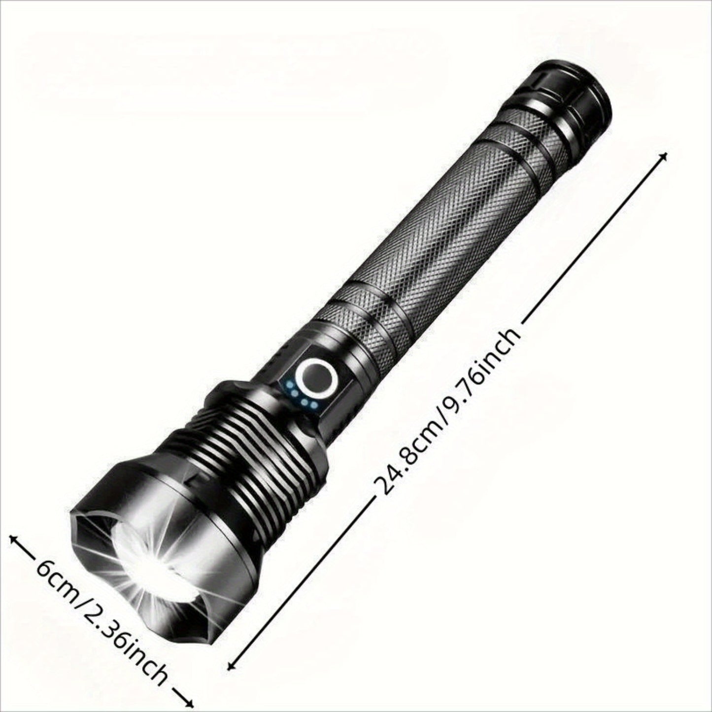 1pc MKZ Tactical LED Flashlight 3000 Lumens Zoomable Beam, USB Rechargeable
