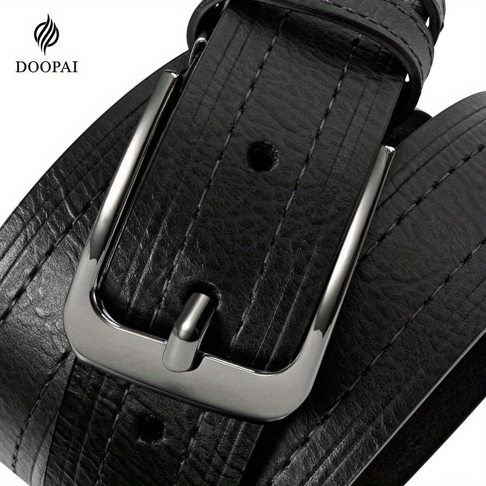2pcs DOOPAI Men'S Leather Belt Pin Buckle Casual Cowhide Men'S Fashion Classic Vintage Jean'S Belts Gifts With Gift Box