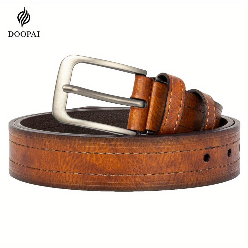2pcs DOOPAI Men'S Leather Belt Pin Buckle Casual Cowhide Men'S Fashion Classic Vintage Jean'S Belts Gifts With Gift Box
