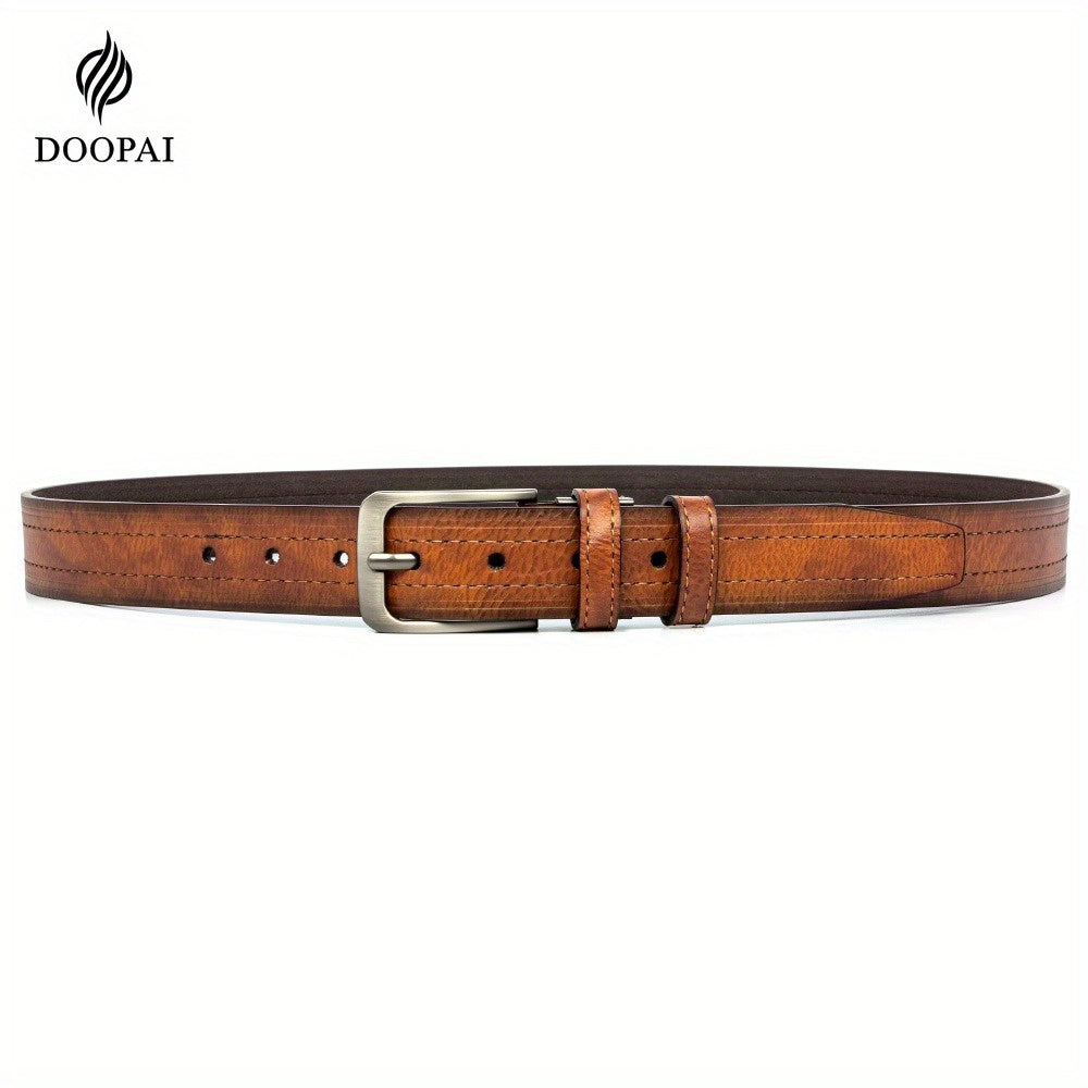 2pcs DOOPAI Men'S Leather Belt Pin Buckle Casual Cowhide Men'S Fashion Classic Vintage Jean'S Belts Gifts With Gift Box