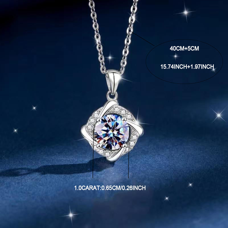 S925 Sterling Silver 1ct Moissanite Decor Windmill Pendant Necklace, Elegant Charm, Luxury Minimalist Neck Jewelry For Daily Wear, Party Vacation Banquet Date, Gifts For Women, Comes With Gift Box