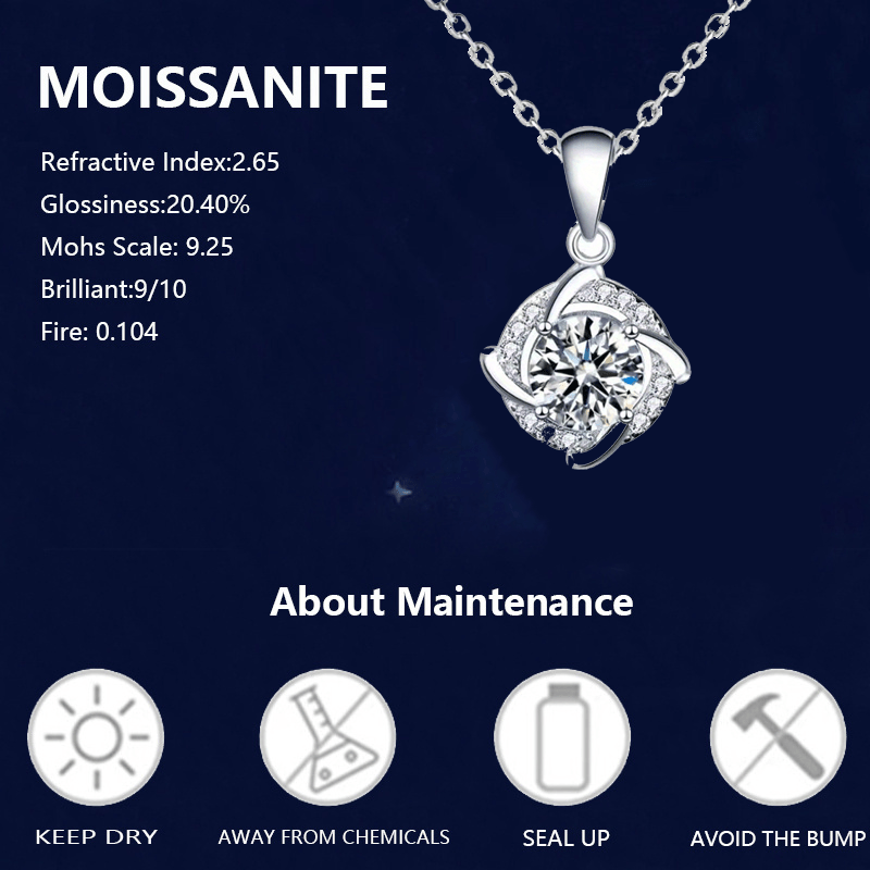 S925 Sterling Silver 1ct Moissanite Decor Windmill Pendant Necklace, Elegant Charm, Luxury Minimalist Neck Jewelry For Daily Wear, Party Vacation Banquet Date, Gifts For Women, Comes With Gift Box