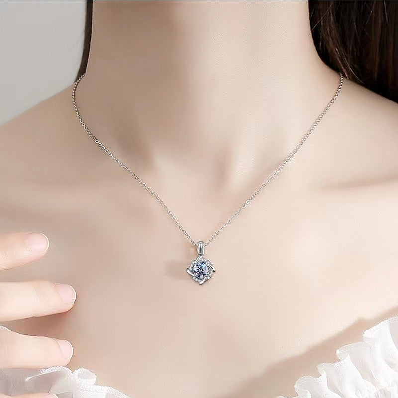 S925 Sterling Silver 1ct Moissanite Decor Windmill Pendant Necklace, Elegant Charm, Luxury Minimalist Neck Jewelry For Daily Wear, Party Vacation Banquet Date, Gifts For Women, Comes With Gift Box