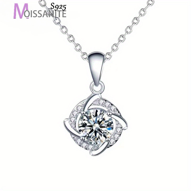 S925 Sterling Silver 1ct Moissanite Decor Windmill Pendant Necklace, Elegant Charm, Luxury Minimalist Neck Jewelry For Daily Wear, Party Vacation Banquet Date, Gifts For Women, Comes With Gift Box