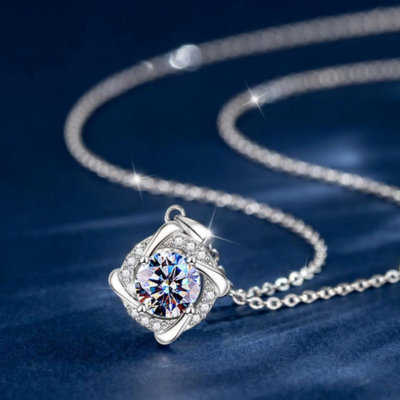 S925 Sterling Silver 1ct Moissanite Decor Windmill Pendant Necklace, Elegant Charm, Luxury Minimalist Neck Jewelry For Daily Wear, Party Vacation Banquet Date, Gifts For Women, Comes With Gift Box