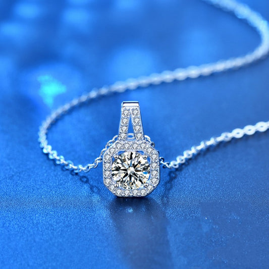 925 Silver 1 Carat 2 Carat Morganite Princess Square Necklace Clavicle Chain High-end Design Sense Men's And Women's Evening Party Trendy Temperament Classic Simple Style Casual Elegant Design Sense High-end Light Luxury G Sm