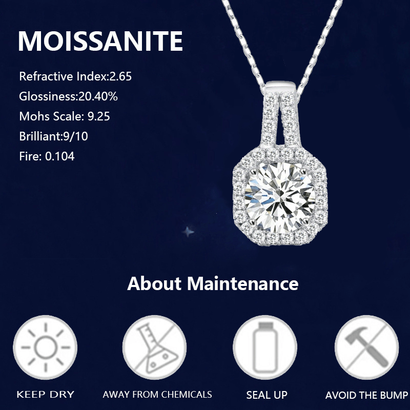 925 Silver 1 Carat 2 Carat Morganite Princess Square Necklace Clavicle Chain High-end Design Sense Men's And Women's Evening Party Trendy Temperament Classic Simple Style Casual Elegant Design Sense High-end Light Luxury G Sm