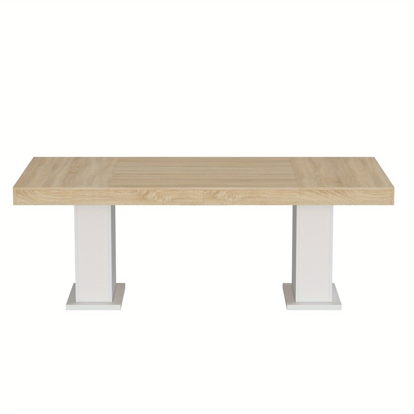 78.7'' W Large Wooden Dining Table | Heavy Duty Metal Frame, Rectangular, Wooden Grain Top, Easy To Assemble, White Base, Rustic Style, Hardwood Material, Brand: FUFU&GAGA