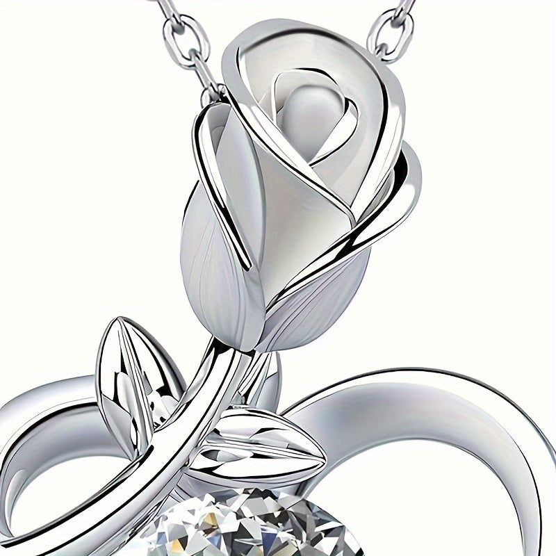 1pc S925 Sterling Silver Sparkling Moissanite Love Pendant Necklace, Romantic Jewelry Gifts for Women & Mother, Engagement Wedding Anniversary, Mother's Day Gift