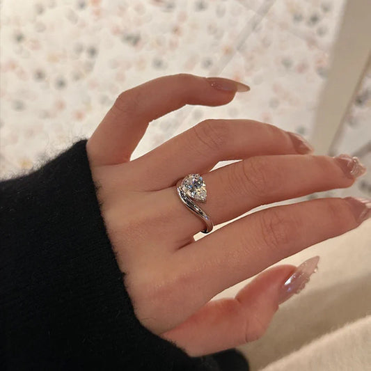 925 Silver 1.5ct Water Drop Morganite Ladies' Ring, Pear-shaped Creative Wedding Ring, Light Luxury Niche Style, Suitable For Wedding Banquet Party Honeymoon Gift Box Of About 3g, Perfect For Gifting To Girlfriend, Bride, Eng
