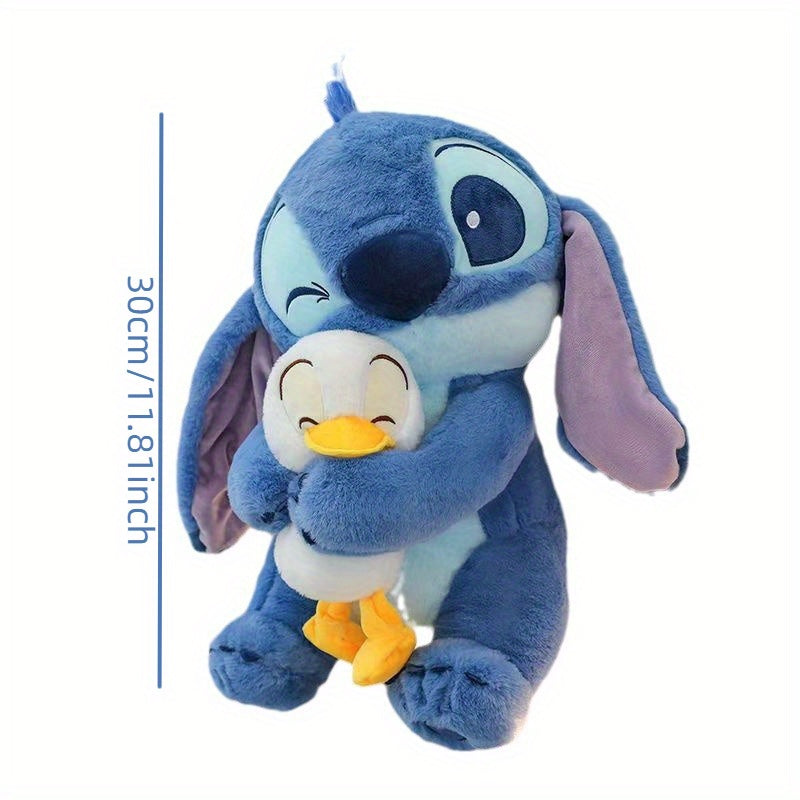 Stitch & Plush Duckling Plush Toy - Adorable Hugging Pose, Soft Blue & White, Perfect Gift for Birthdays, Christmas, Valentine'S Day, Stitch Plushie, Holiday Gift Item, Playful Design, Highquality Stitching