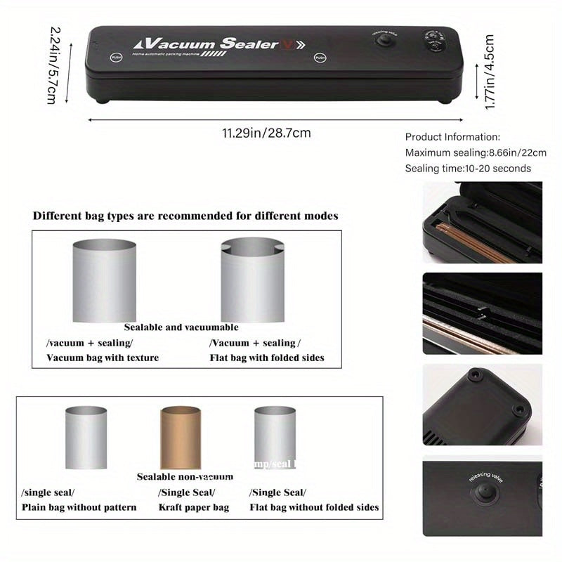 Vacuum Sealer Machine, with 50pcs Seal Bags for Food Saver Storage and Sous Vide, Automatic Air Food Sealing System