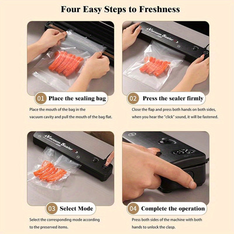Vacuum Sealer Machine, with 50pcs Seal Bags for Food Saver Storage and Sous Vide, Automatic Air Food Sealing System