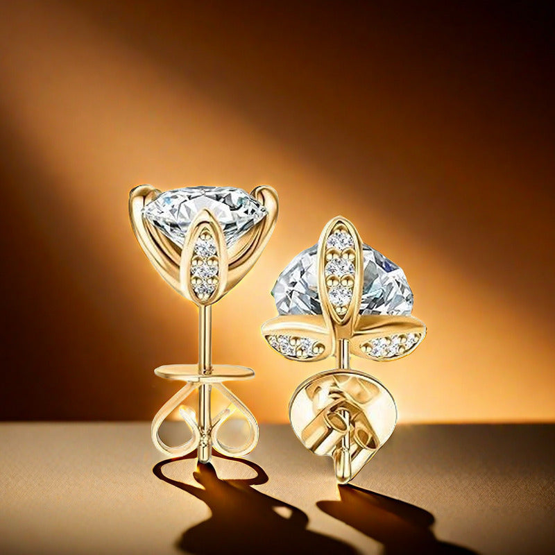 A Pair Of 925 Silvery 1ct*2 Moissanite Earrings for Men And Women, Light Luxury Niche, Retro Trend, Birthday Gift, Halloween Gift, Christmas Gift, High-end Jewelry, Suitable for Daily Wear, Wedding Banquet, Honeymoon, Dress,