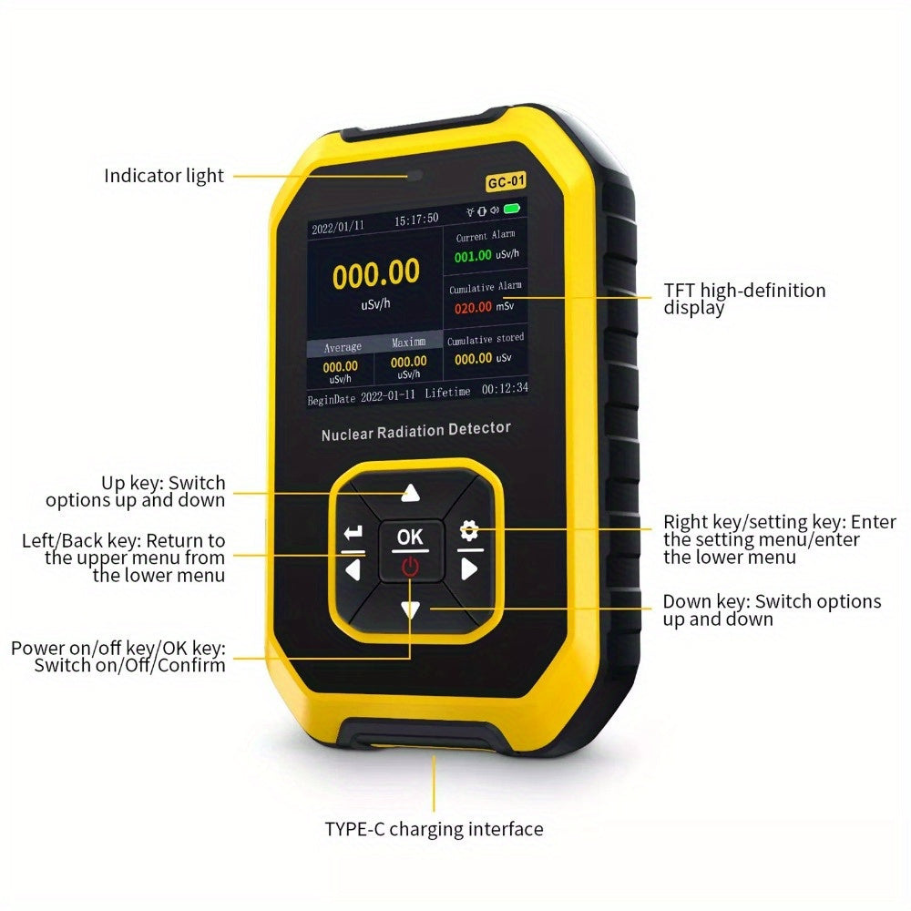 Geiger Counter Nuclear Radiation Detector Radiation Dosimeter With LCD Display, Portable Handheld Beta Gamma X-ray Radiation Monitor Meter, Ideal For Valentine'S Day, Thanksgiving, Christmas, New Year, Spring Festival, Birthd