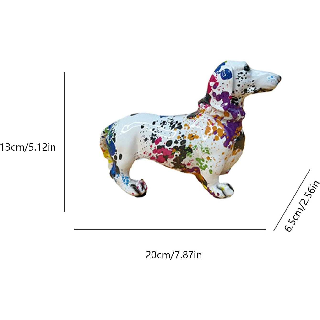A Decorative Sculpture of a Dachshund Dog, Designed As Graffiti Art, Perfect for Enhancing The Aesthetic of Your Living Room, Bedroom, Bookshelf, TV Cabinet, Or Desk. It Serves As a Charming Centerpiece Or Ornament