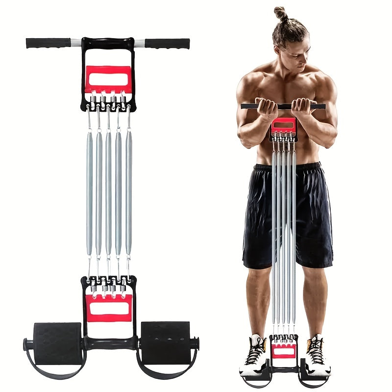 Versatile Stainless Steel Pedal Puller - Adjustable Resistance for Arm & Chest Muscle Training, Bodybuilding, Strength Workouts & Sit-ups