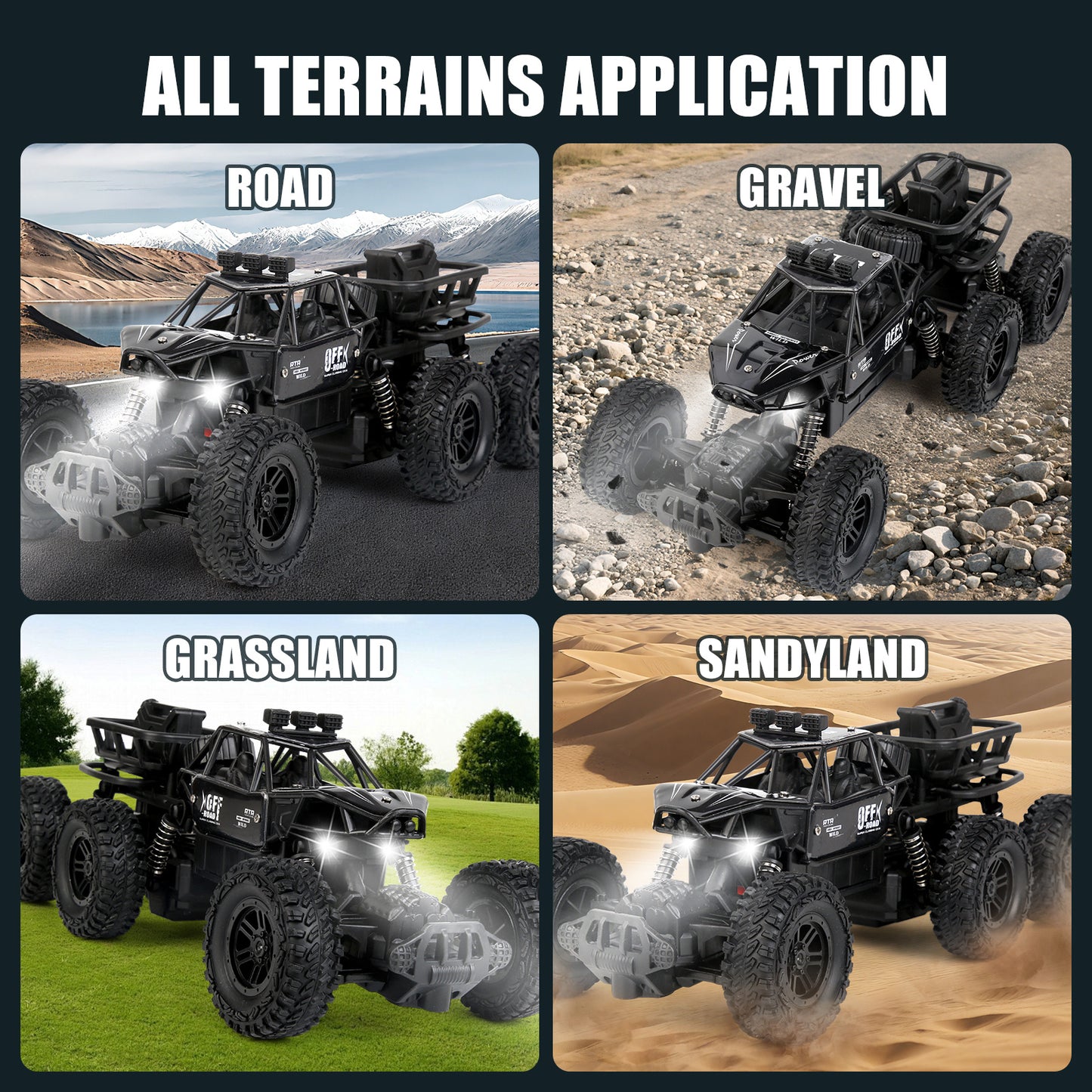 Six-Wheel Alloy Remote Control Car, All-Terrain Electric Toy Vehicle, 2.4GHz R/C Off-Road Car, High-Speed Climbing Car with Headlights And Shock Absorbers