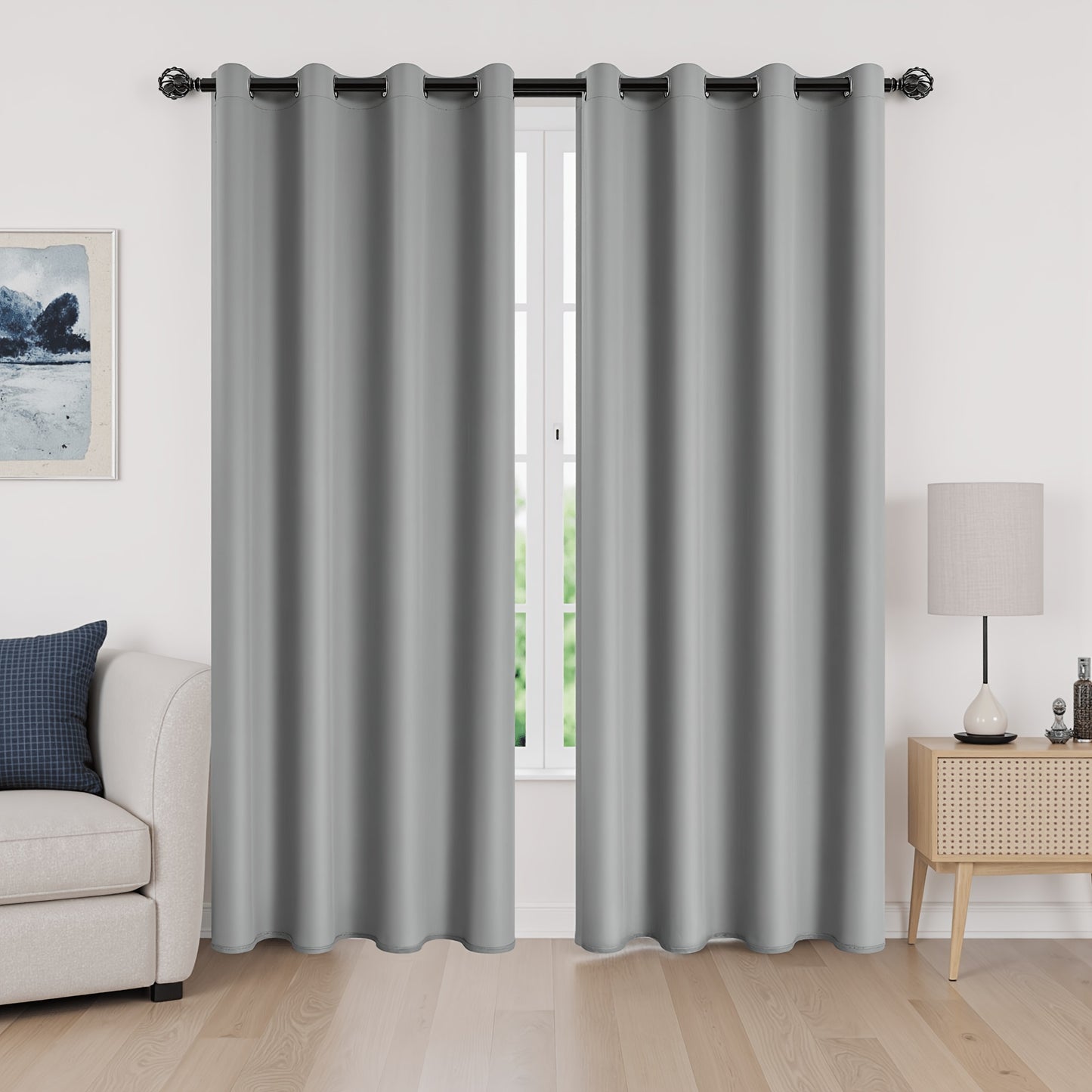 2 Panels 52x84 in/ 132x213 cm 100% Blackout Curtains Soft & Durable, Easy to Clean for Bedroom, Living Room, Office, Hotel, Bathroom, Van Garage, Christmas Modern decoration, black, Grey, Beige 52x63 in/ 132x160 cm 52x95 in/