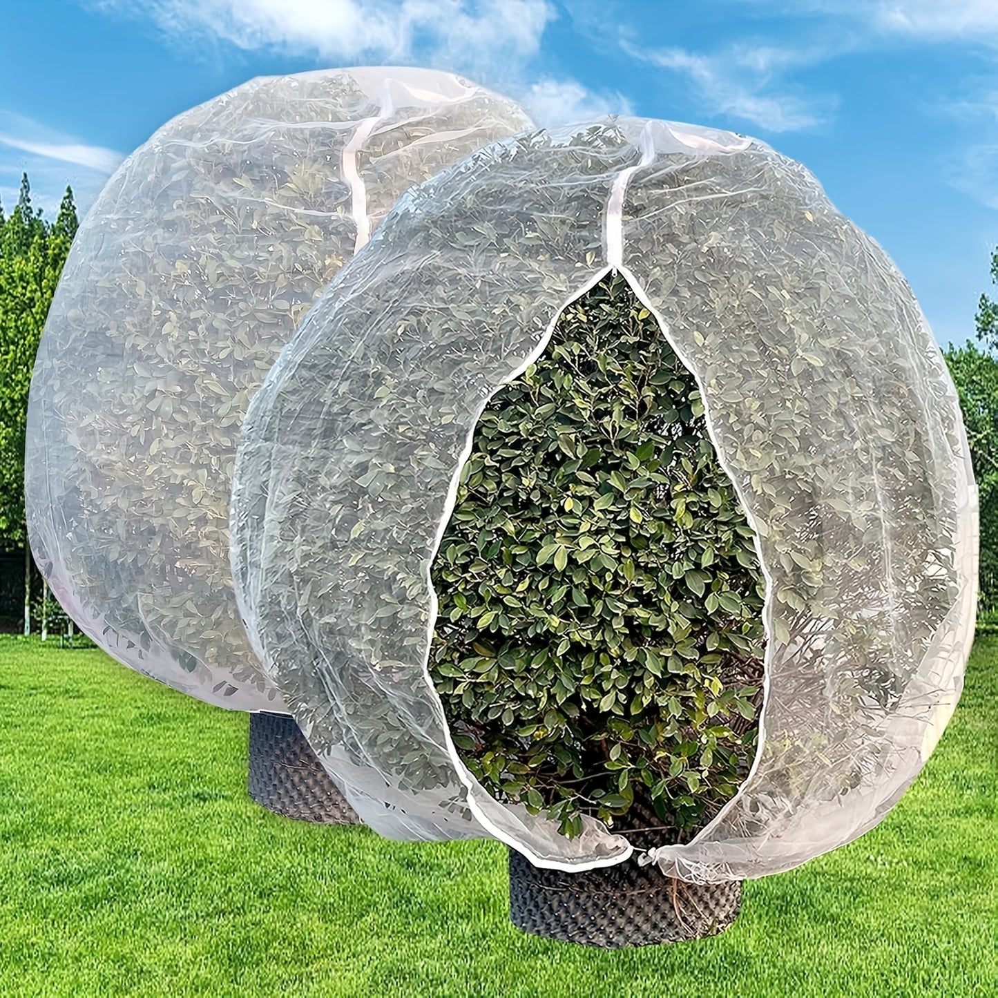 2 count 6. 6x8ft Fruit Tree Netting Bags, Large Garden Netting Covers with Zipper and Drawstring, Plant Row Covers Barrier Garden Mesh Protection for Birds Animals, Vegetables, Flowers, Flower Protection, Vegetable Cover, Zip