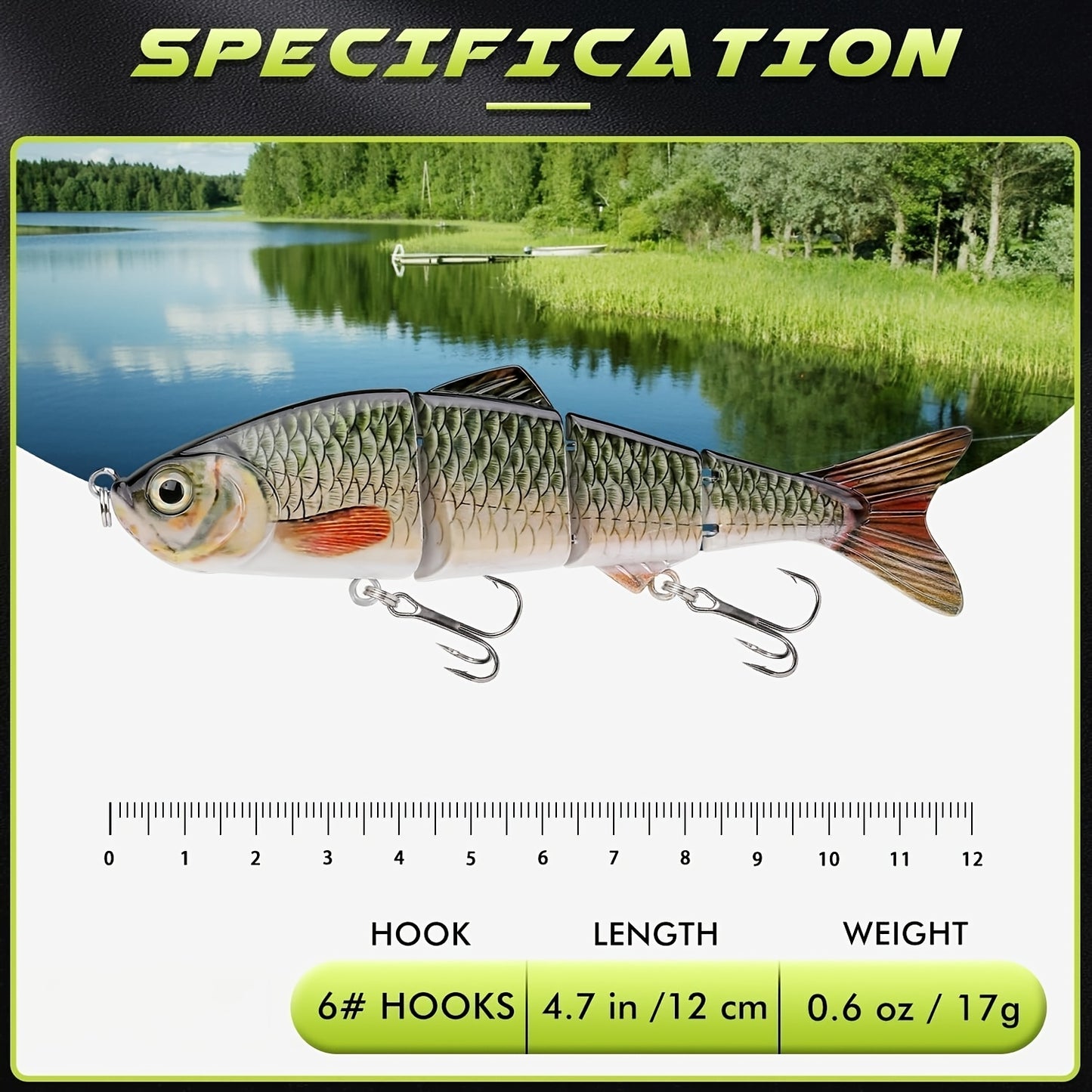 Fishing Lures for Freshwater or Saltwater, Easy to Use for Family Fishing Beginner and Pros, Lifelike Jointed Swimbait, Slow Sinking Bass Pike Panfish Walleye Lures, Fishing Gifts for Men, Available 365 Days