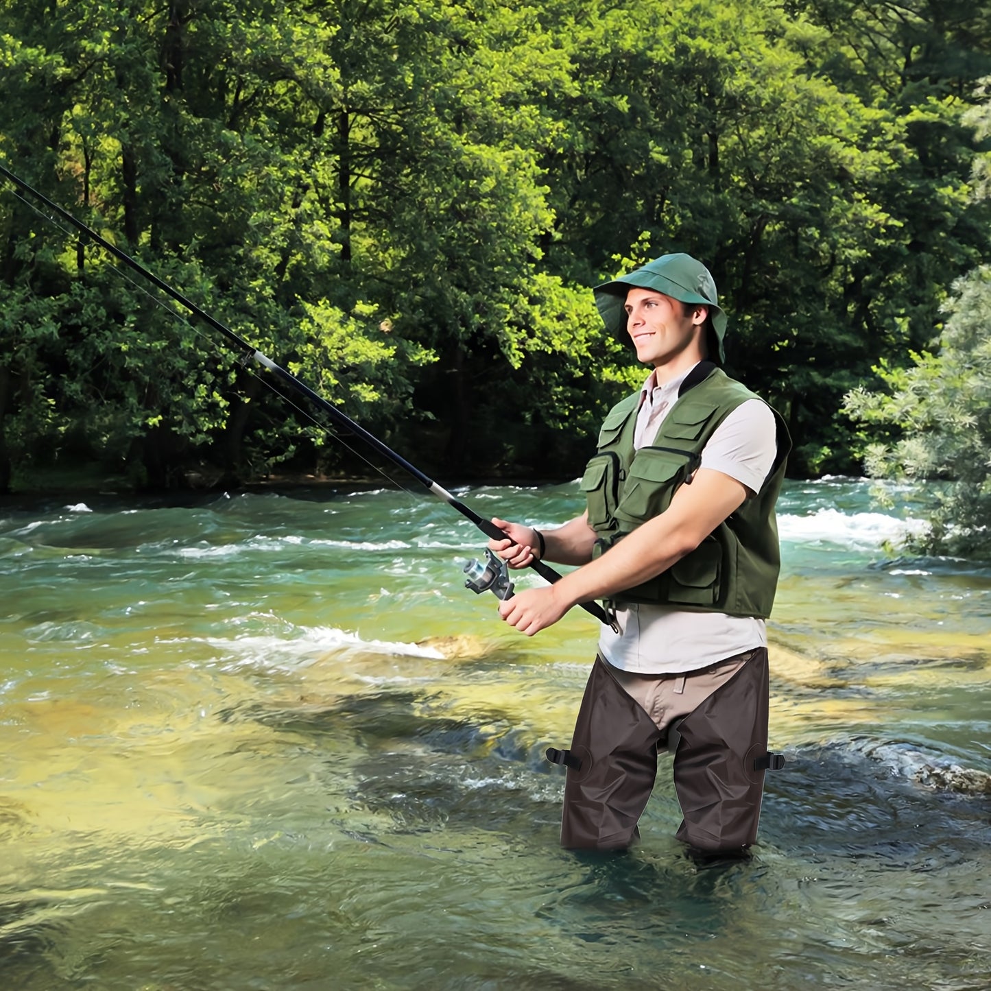 High Quality 3-ply 700D Nylon/PVC Hip Waders with Boot Hangers Ultra Lightweight Light Weight Fishing & Hunting Waders for Men Women Christmas Gift