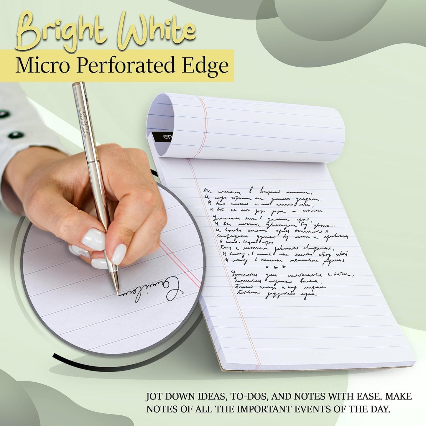 Enday Legal Pads 8.5 x 11 Inch, (12 Pack) 50 Sheets per Notepad, Note Pads, Legal Ruled Writing Pad with Perforated Pages, White Paper Legal Pad for Work and Note-Taking.