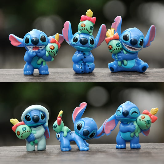 6 Stitch Mini Statues Set, PVC Collectible Action Figures, Suitable for Home Decoration And Party Gifts, Suitable for 18 Years And Above, Room Decoration