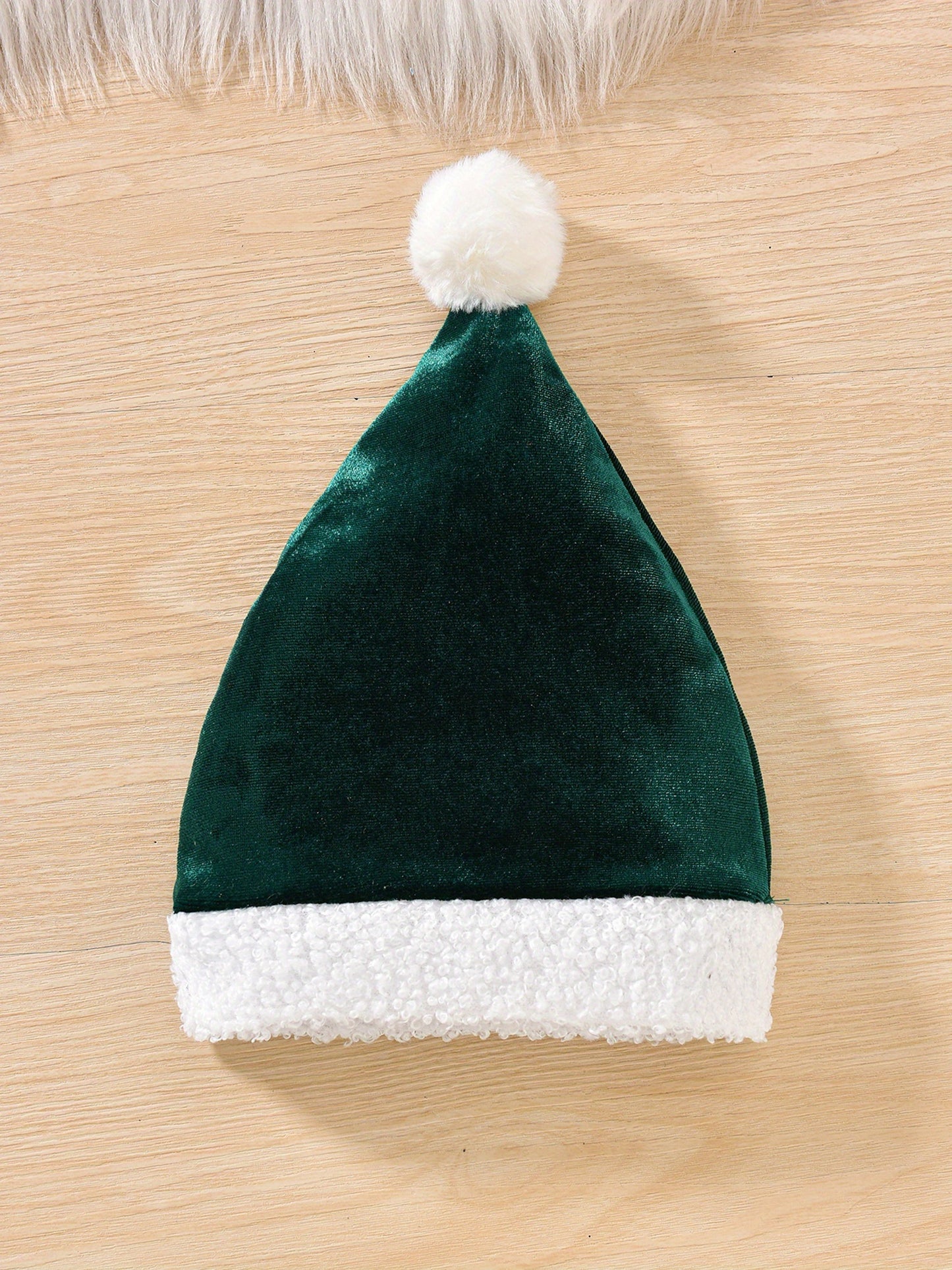 2pcs Set Baby Girls' Plush Patchwork Christmas Romper Dress & Hat Set - Soft Green & White Long Sleeve Jumpsuit with Ruffled Trim, Snap Closure, Cozy Winter Outfit for &, Machine Washable Holiday Outwear (Christmas Party Outf