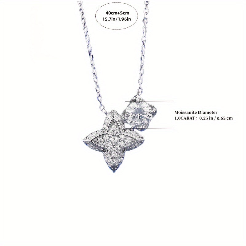 S925 Silver 1ct Moissanite Pendant High-quality, Gorgeous And Elegant Women's Fashion Pendant Women's Jewelry, 925 Silver Necklace Your Daily Surprise Gift Perfect For Everyday, Birthdays Anniversaries The Best Holiday Gift C