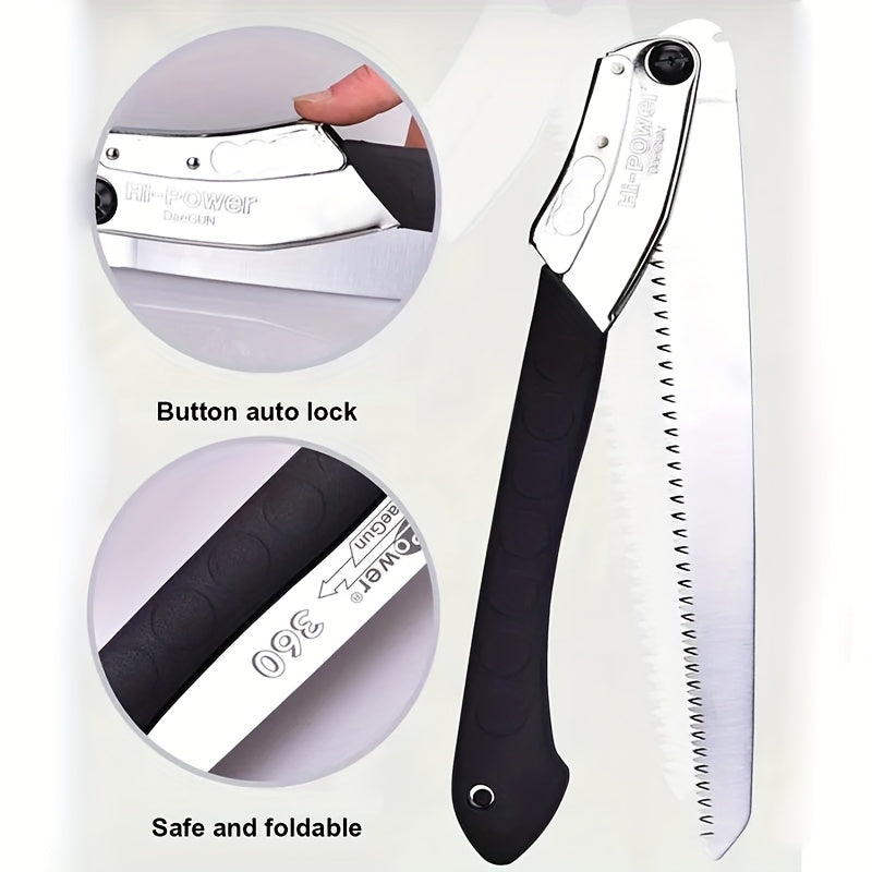 Professional Extended Folding Hand Saw - High-Speed Alloy Steel Blade, Labor-Saving Ergonomic Handle, Portable Folding Design for Tree Pruning, Woodworking & Outdoor Logging - Durable Metal Construction, Hand Saws for Tree Tr