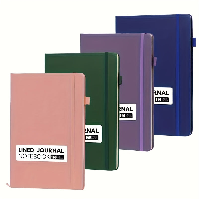 4 PACK A5/ B5 Leather Hardcover Notebook, Lined Notebook 80 GSM Thick Durable Paper for School Office Business Use, Back to School Season Supplie, Christmas Birthday Gift
