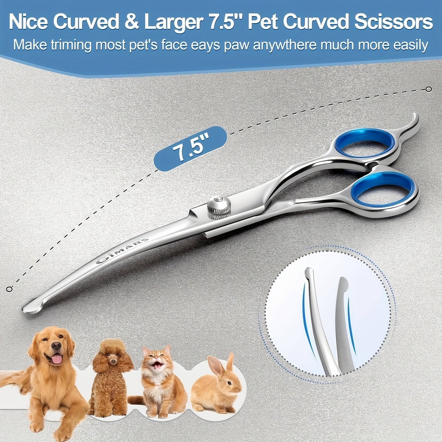6-in-1 Titanium Coated Professional 4CR Stainless Steel Dog Grooming Scissors with Safety Round Tip, Heavy Duty Pet Grooming Scissors for Dogs, Cats & Other Animals, Iron Alloy, Universal Hand Orientation