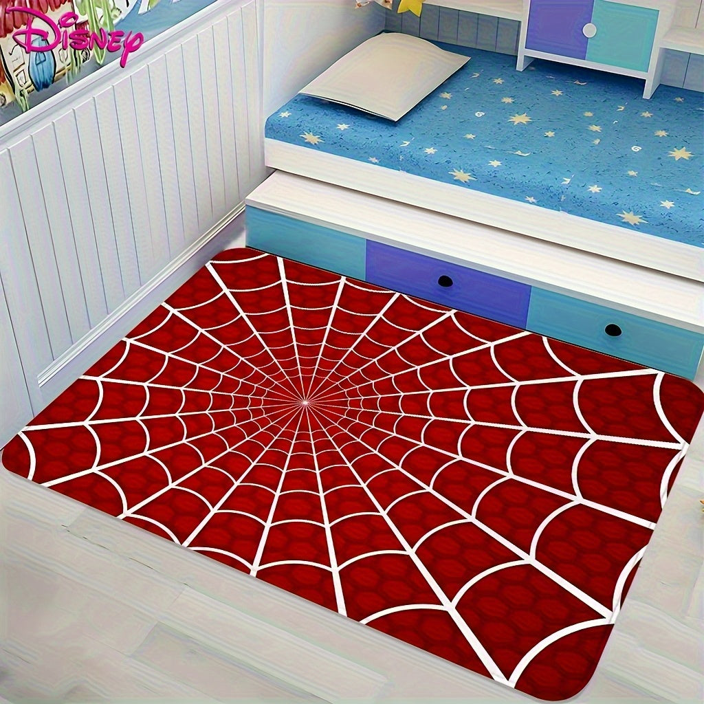 Red Spider Web Anime Embroidered Area Mat - Washable Non-Slip Mat for Bedroom, Living Room, or Game Room Decor - Perfect Valentine'S Day Gift for Anime Enthusiasts, Bedroom Decor | Spider Web Design | Durable Polyester, Spide
