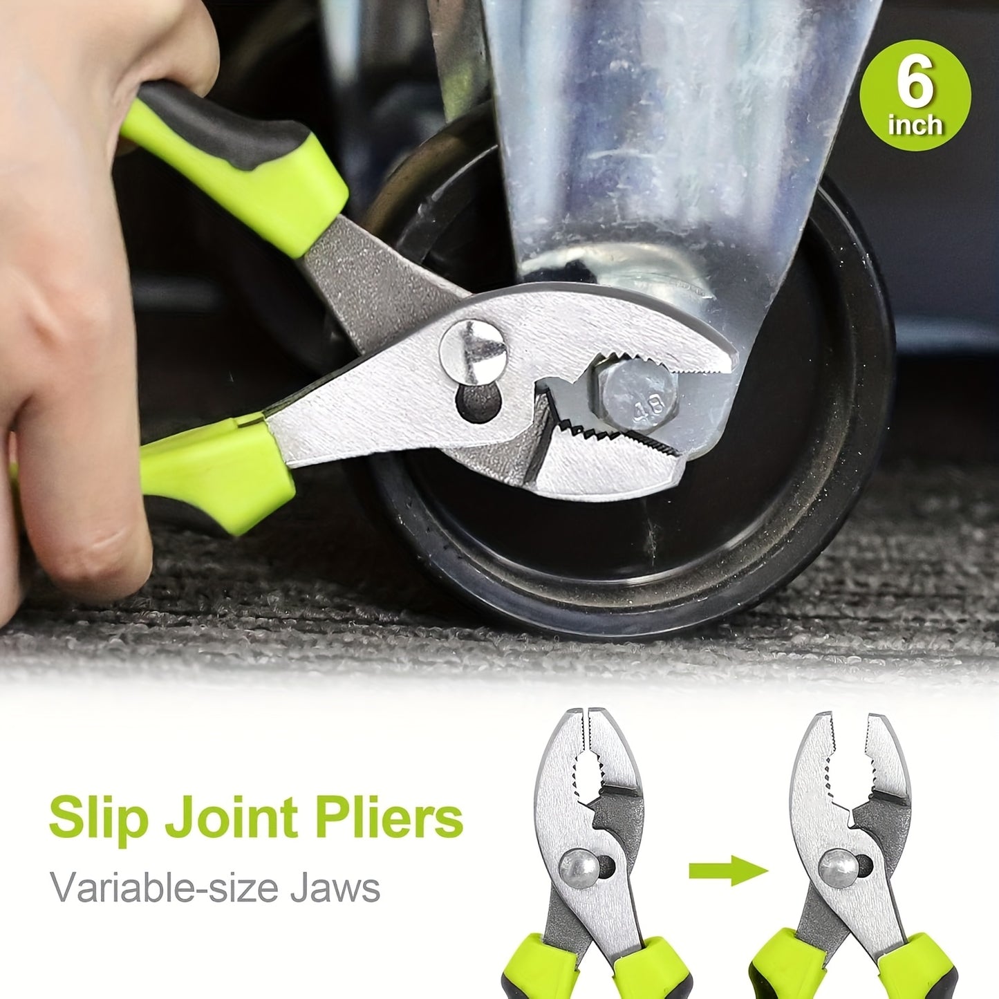 5- Utility Pliers Set with Storage Bag, Includes Groove Joint, Diagonal, Long Nose, Slip Joint Pliers and 8" Adjustable Wrench