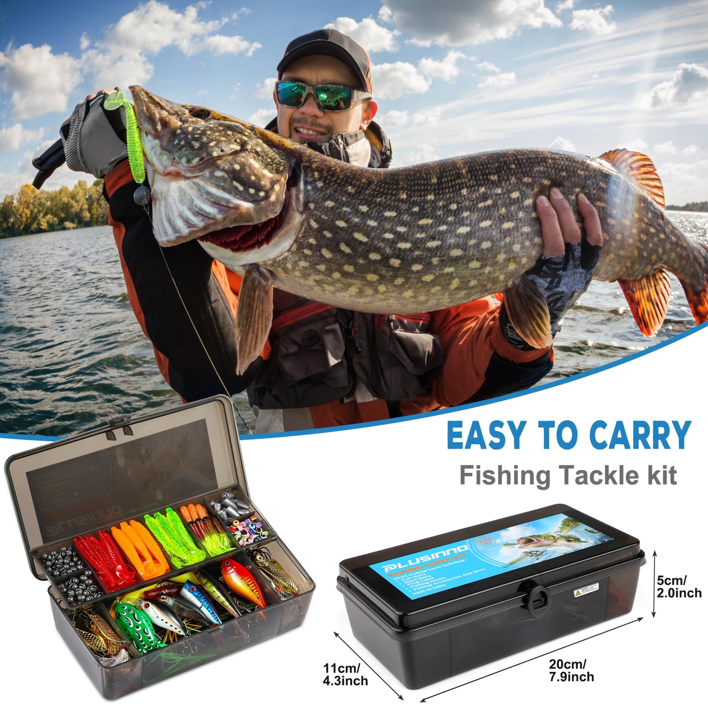 292pcs Heavy-Duty Fishing Lures Tackle Box with Hooks & Spinnerbaits Suitable for Saltwater/Freshwater Fishing Gear, Bass Trout Tackle Kit, Topwater Lures for Men Gifts, Hooks, Spinnerbaits for Fishing Accessories (No Revisio