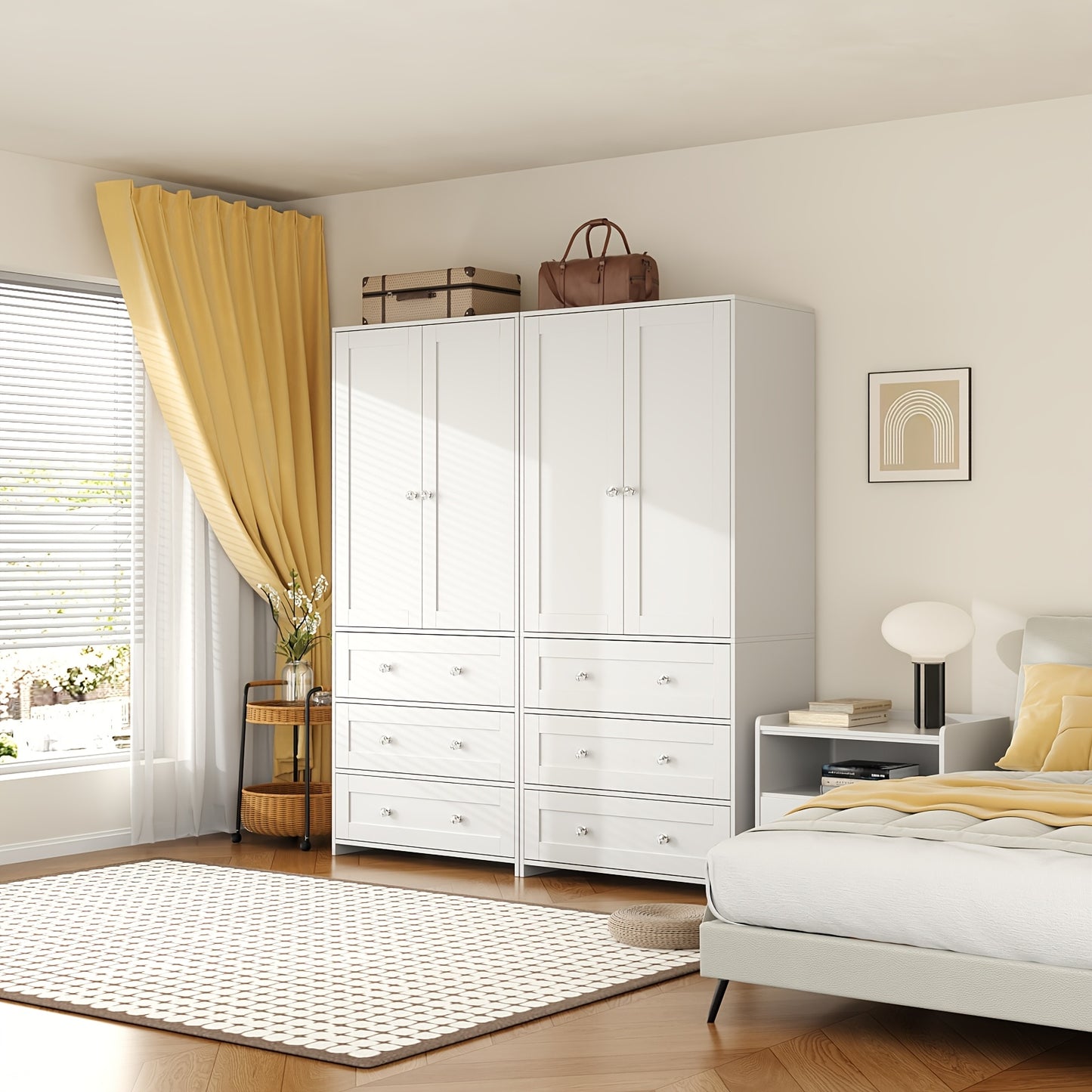 71" Wardrobe Armoire Closet with Mirror, 3/6 Large Drawers & 2/4 Doors, Gifts for Christmas