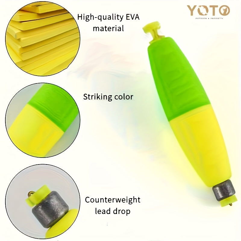 30pcs Premium EVA Fishing Floats - High Sensitivity & Visibility - Column-shaped, Weighted Sea Fishing Gear For Enhanced Performance, Without Battery