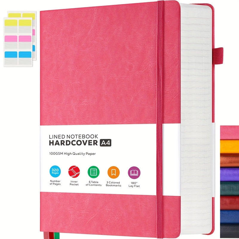A4 College Ruled Notebook, Hardcover Leather Notebook For School Work, Lined Journal For Women Men, 8.5" X 11" Large Notebook With 320 Pages, Business Notebook, 100GSM Thick Paper, Christmas Gifts