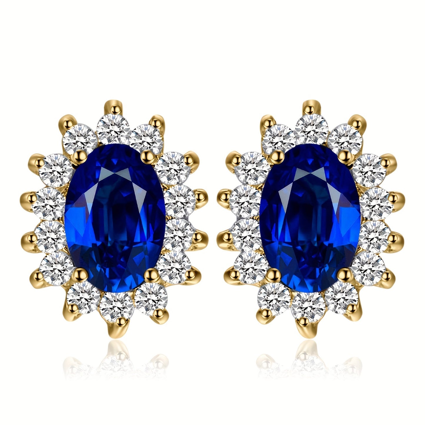 1pair 925 Sterling Silver Glamorous And Elegant Classic Diana Design Exquisite Oval Cut Created Gemstone Birthstone Silvery Stud Earrings For Women For Prom Party Banquet For Dating Gift Fine Jewelry