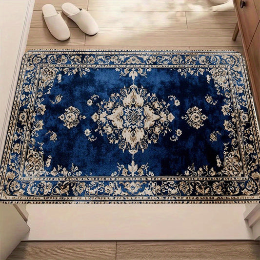 1pc Modern Style Rug Carpet Doormat,  Vintage Carpet with a Beige Border and Floral O, for Bedroom Living Room Home Kitchen Decor Indoor Holiday Decoration, Autumn and Summer Decoration, Halloween Thanksgiving Day Christmas