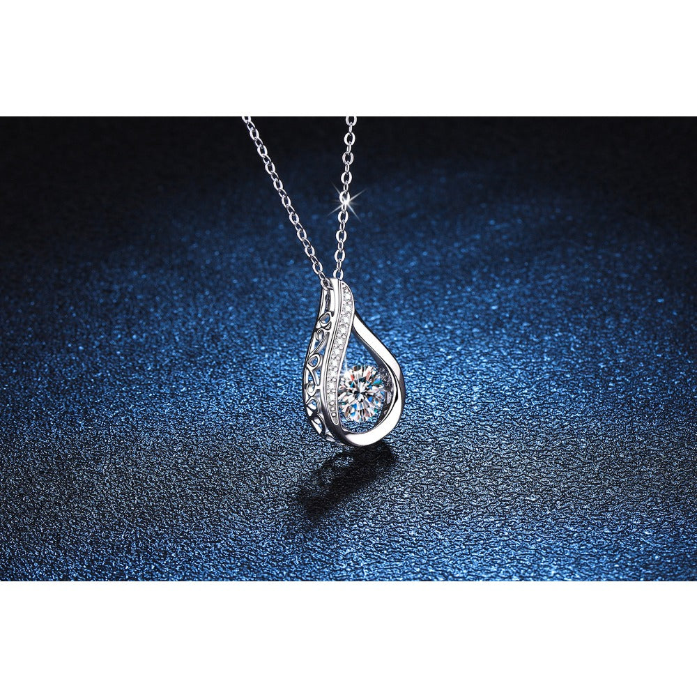 Sterling Silver Water Drop Moissanite Pendant Necklace - Dazzling Fashion Accessory with Versatile Style, Perfect Party Wedding Anniversary Gift, Hypoallergenic, Nickel-Free, and Long-Lasting Jewelry for Women