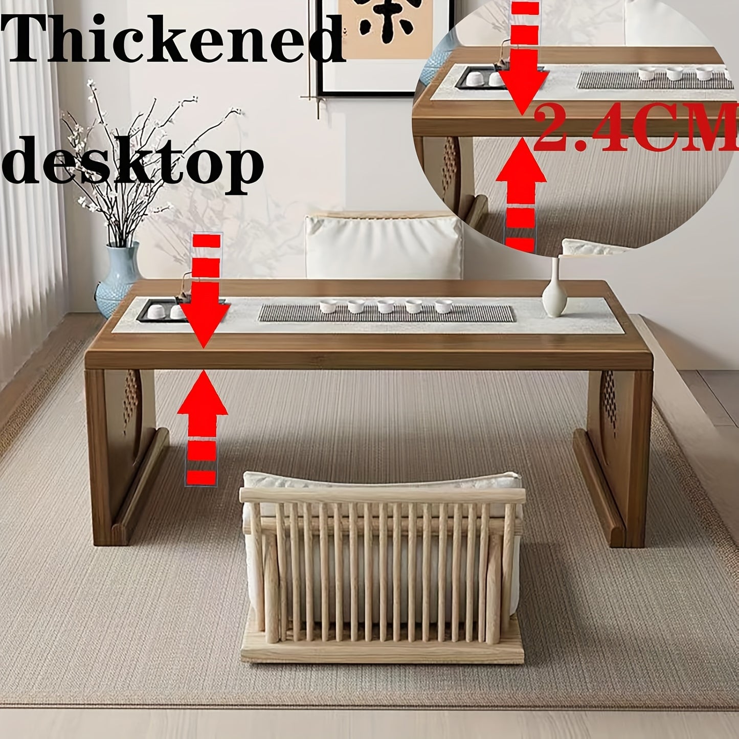 A Versatile And Portable Folding Coffee Table Made of Bamboo, Designed for Easy Use Without Assembly, Perfect for Low Settings in Both Living Rooms And Bedrooms