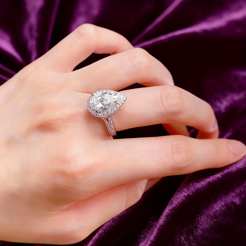 S925 Silver 5ct Moissanite Ring High-quality, Luxurious, And Elegant Women's Classic Ring. 925 Silver Ring. Perfect for Any Occasion: Weddings, Proposals, EngaSynthetic Gemstoneent Parties, Banquets, Christmas, New Year Gifts