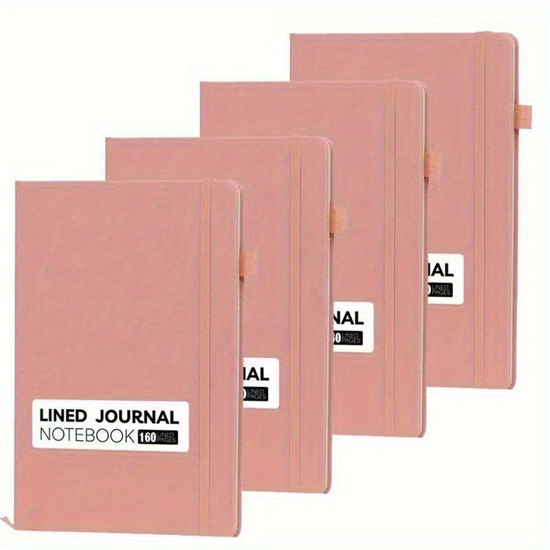 4 PACK A5/ B5 Leather Hardcover Notebook, Lined Notebook 80 GSM Thick Durable Paper for School Office Business Use, Back to School Season Supplie, Christmas Birthday Gift