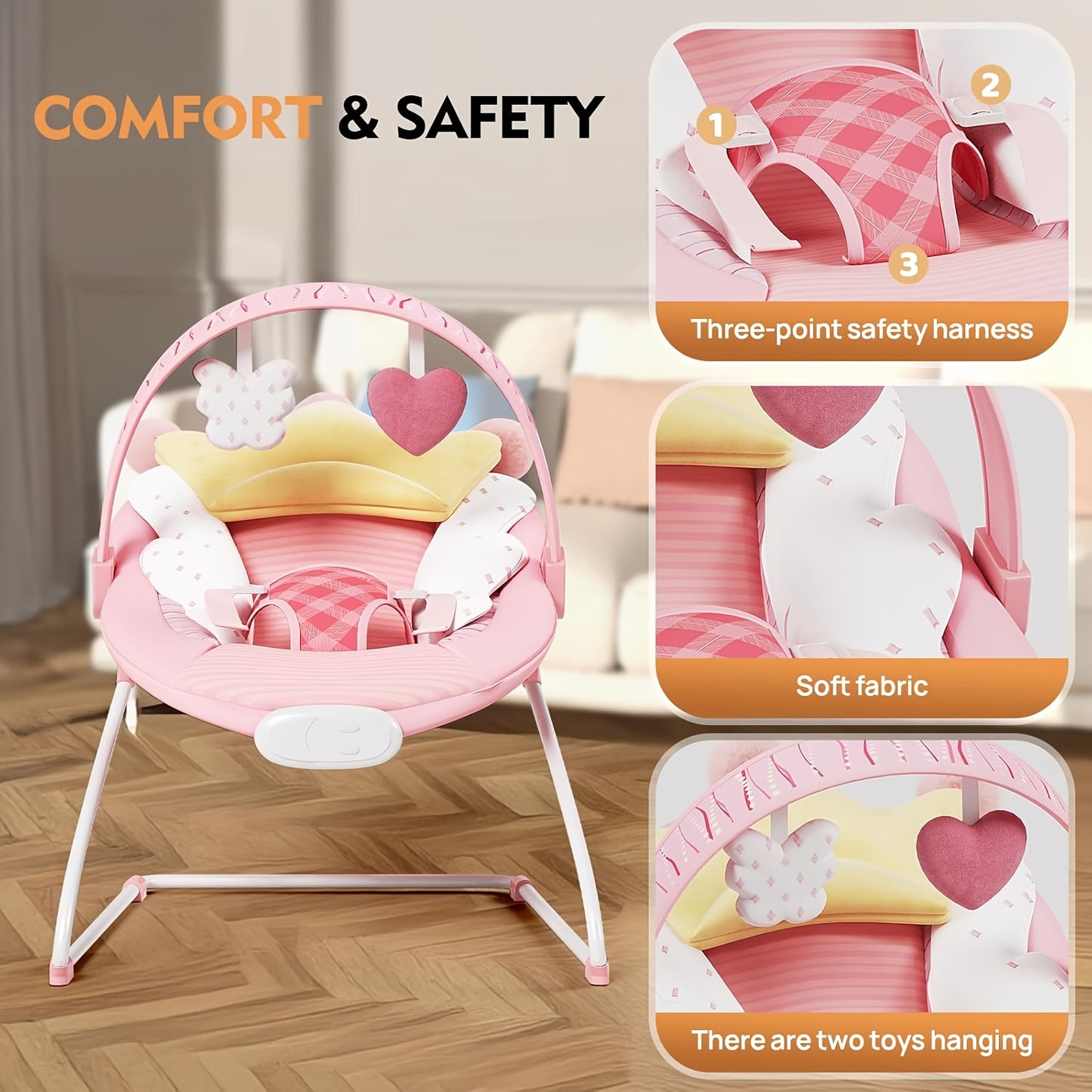 Portable Baby Bouncer for 0-6 Months up to 20 lbs - Lightweight Foldable Heavy-Duty Bouncer Seat with Easy Assembly, for & (Pink/Green) - Indoor/Outdoor Use, Ideal as halloween & Christmas Gifts for &