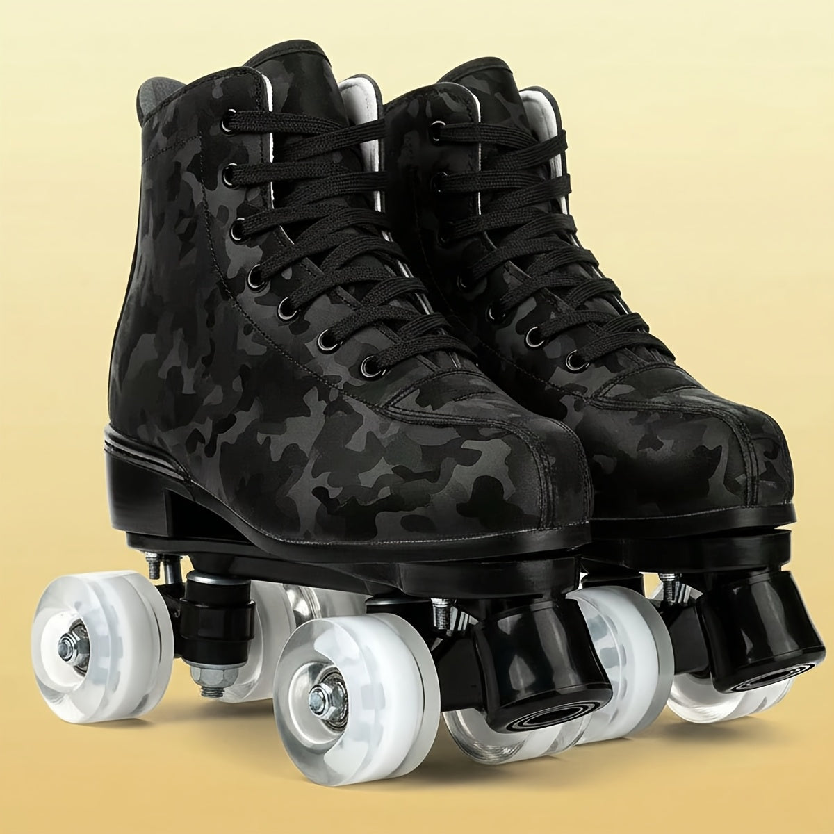 YYW High-Top Camouflage Roller & Ice Skates Suitable for Indoor/Outdoor Use, Double-Row Wheel System with Shoe Bag & Wheel, Heavy-Duty /Fabric/ Sole for Skating, Ice, - Wear for Beginners & Pros