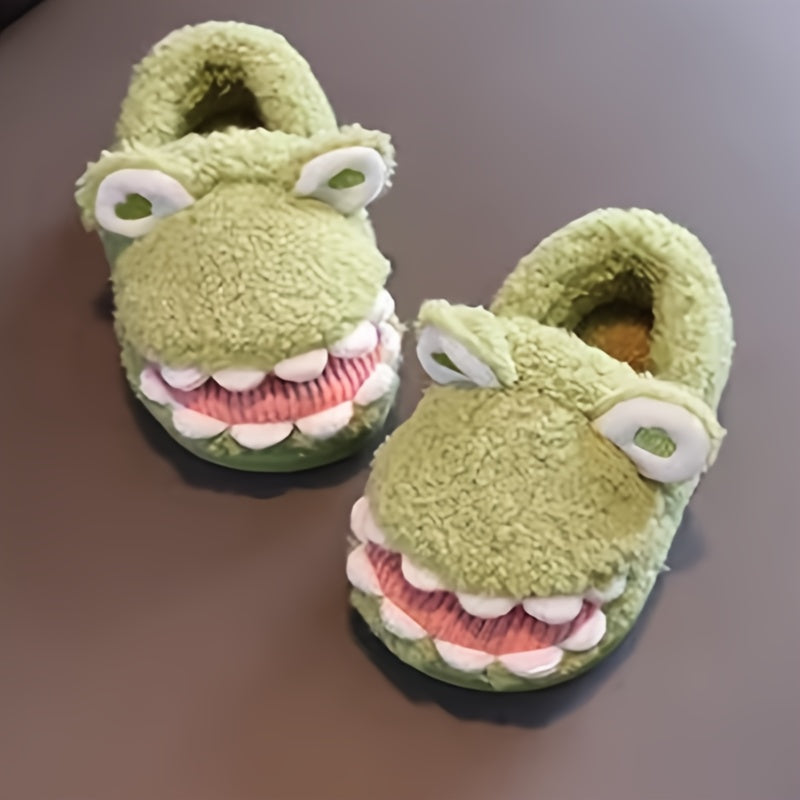 Women's Cute Crocodile Slippers Indoor/Outdoor House Shoes, Anti-Slip Sole, Slip-On Winter Footwear