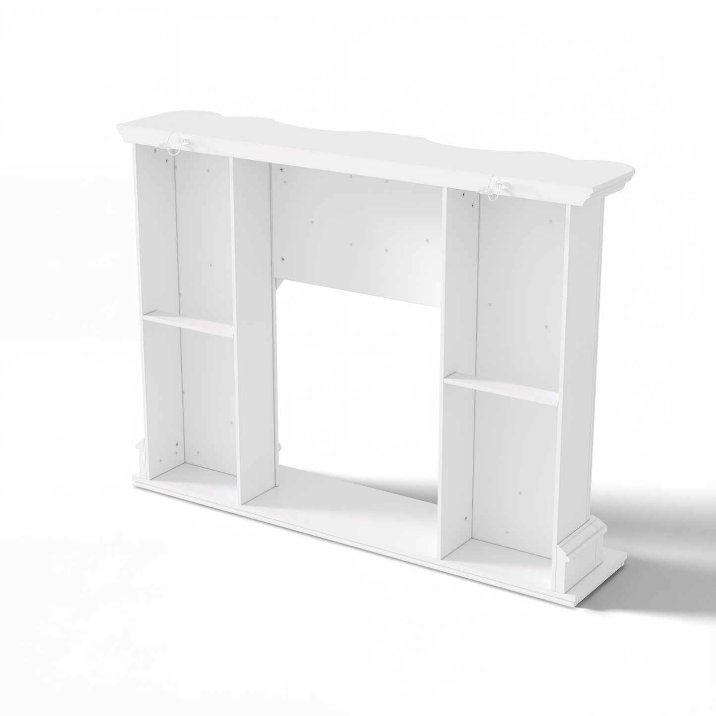 55.2'' Wide Modern TV Stand with Bookshelf Storage & Carved Surface Design - Media Console Table Suitable for Living Room, Wide-Screen TVs, Assembly Required, Freestanding Entertainment Center with Panels (White)