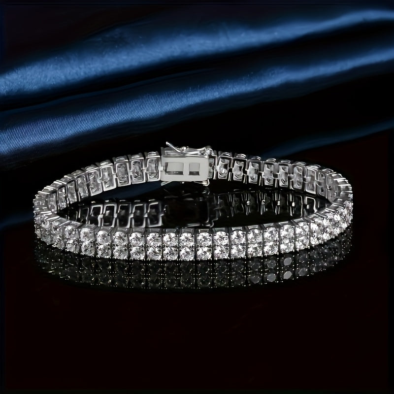 2 Rows Moissanite Tennis Bracelet For Women Men, 3mm D color VVS1 Round Cut, 925 Silver SparklingSolitaire Precious Birthday Valentine'S Day Wedding Christmas Brides Jewelry, Fine Jewelry Gifts For Women Men, Christmas Gifts